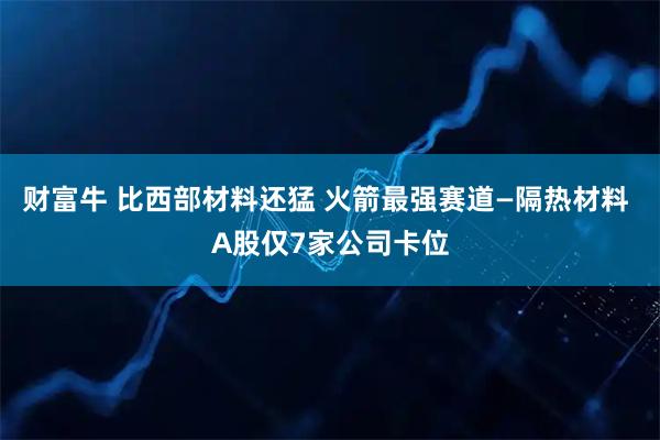 财富牛 比西部材料还猛 火箭最强赛道—隔热材料 A股仅7家公司卡位
